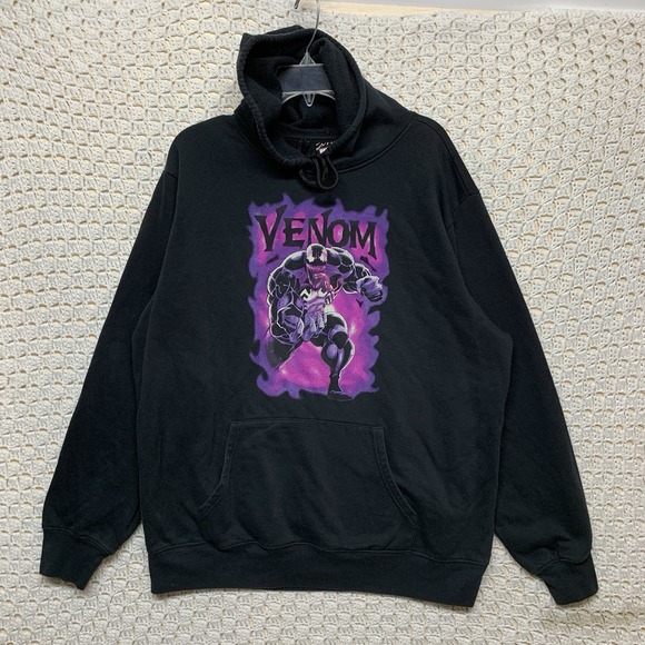 Marvel Venom Hoodie Sweatshirt Mens XL Fleece Black Long Sleeve Graphic Print - Picture 1 of 9